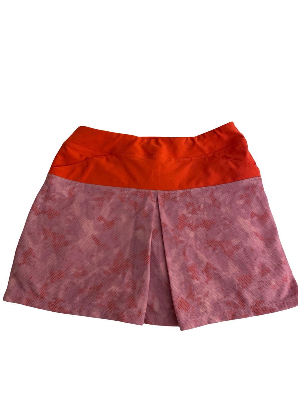 adidas Pink Patterned Skort with Orange Waistband-XS